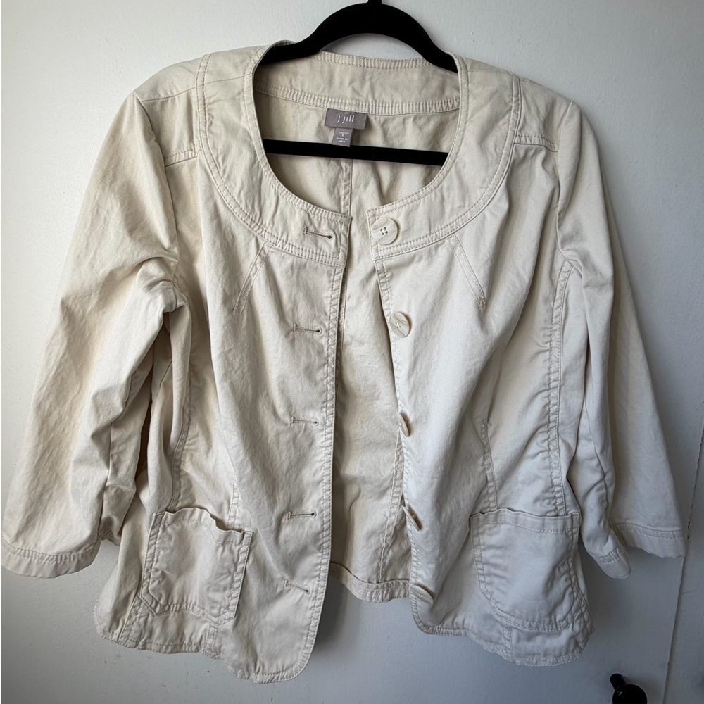 J.Jill Stretch Utility Jacket – Cream / Ivory – Size 8